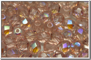 B�hm. Glasschliffperle, feuerpol., 6mm, rosaline, trans., AB, 25 Stk.