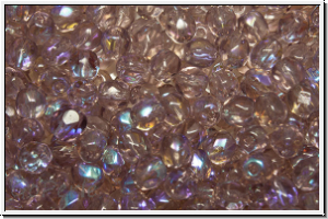B�hm. Glasschliffperle, feuerpol., 4mm, amethyst, lt., trans., AB 50 Stk.
