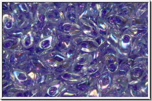 LMA-2145, MIYUKI Long Magatamas, 4x7mm, crystal, trans., lilac-ld., AB, 80 Stk.