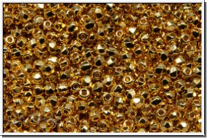 B�hm. Glasschliffperle, feuerpol., 2mm, crystal, trans., 24kt gold plated, full, 50 Stk.