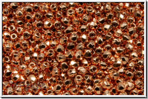 B�hm. Glasschliffperle, feuerpol., 2mm, crystal, trans., full copper plated, 50 Stk.