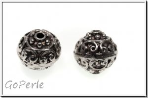 Metallperle "Bali-Kugel", 13mm, antiksilberfb., Tibetsilber, 1 Stk.
