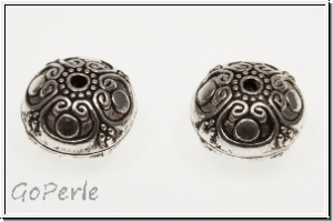 Metallperle "Bali-Donut 2", 12x16mm, antiksilberfb., Tibetsilber, 1 Stk.