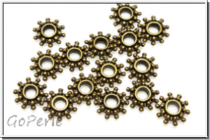 Spacer "Schneeflocke", 3x8mm, antikmessingfb., Tibetsilber, 10 Stk.