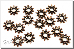 Spacer "Schneeflocke", 3x8mm, antikkupferfb., Tibetsilber, 10 Stk.