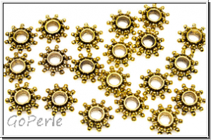 Spacer "Schneeflocke", 3x8mm, antikgoldfb., Tibetsilber, 10 Stk.