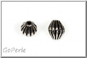 Spacer "Bicone, gerillt", 6x5mm, antiksilberfb., Tibetsilber, 5 Stk.