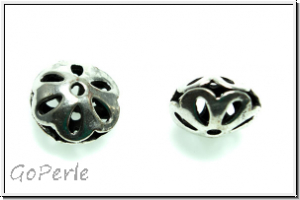 Metallperle "Tr�pfchenreigen", 6x9mm, silberfb., Messing, 1 Stk.