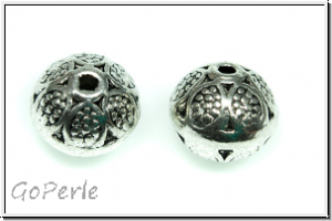 Metallperle "P�nktchen", 9mm, antiksilberfb., Tibetsilber, 1 Stk.