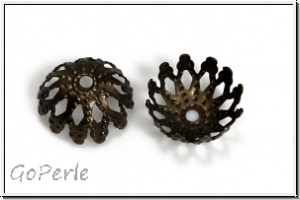 Perlenkappe "12 Petals", filigran, 4x8mm, antikmessingfb., Messing, 10 Stk.