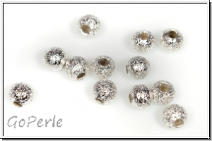 Spacer "Kugel, Stardust", 4mm, silberfb., diamantiert, Messing, 10 Stk.