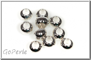 Spacer "Donut, glatt", 4x6mm, silberfb., Messing, 10 Stk.