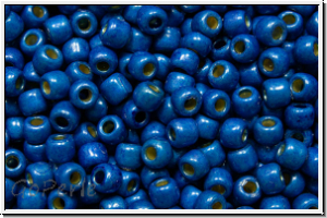 R-11-0586fPF, TOHO Rocailles, 11/0, blue, denim, galv., met., perm.-finish, matte, 10g