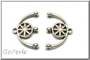 Bead Ending "AMATOS III", CYMBAL, 13,6x18,6mm, versilbert, Metall, 1 Paar