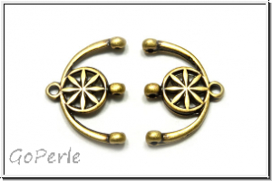 Bead Ending "AMATOS III", CYMBAL, 13,6x18,6mm, antikmessingfb., Metall, 1 Paar