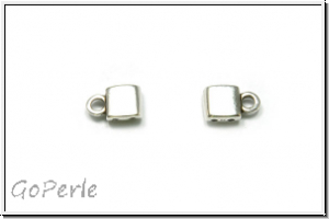 Bead Ending "PIPERI I", CYMBAL, 7,5x5,0mm, versilbert, Metall, 1 Paar