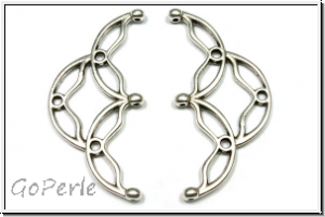 Bead Ending "SITANOS III", CYMBAL, 16,8x35,4mm, versilbert, Metall, 1 Paar