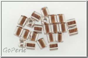 SB-04-0224, MIYUKI Squares, 4mm, crystal, trans., brown-ld., 10g