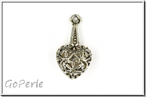 Anh�nger "Herz am Stiel", 29x15x9 mm, antiksilberfb., Tibetsilber, 1 Stk.
