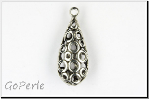 Anh�nger "Circled Drop", 25x10x7mm, antiksilberfb., Tibetsilber, 1 Stk.