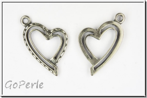 Anh�nger "Drawn Heart", 24x17mm, antiksilberfb., Tibetsilber, 1 Stk.