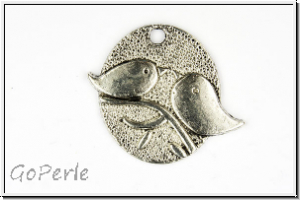 Anh�nger "Zarte V�gelei", 25x29mm, antiksilberfb., Tibetsilber, 1 Stk.