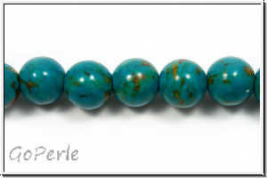 T�rkis, round, 8mm, med. turquoise dyed, 1 Strang