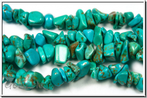 T�rkis, Chips, 5-8x5-8mm, dk. turquoise dyed, 1 Strang