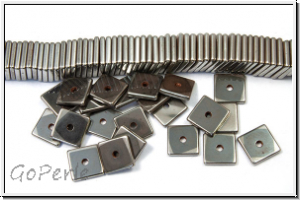 Hematite-Perlen, Quadrat, 6x6x1mm, platinum plated, 1 Strang
