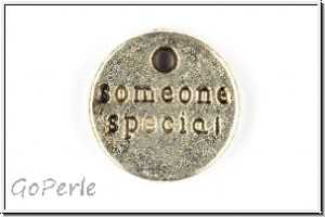Anh�nger "Someone special-Label", 10mm, antiksilberfb., Tibetsilber, 10 Stk.