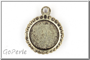 Anh�nger "Cabochonfassung, klein", 12x10mm, antiksilberfb., Tibetsilber, 1 Stk.