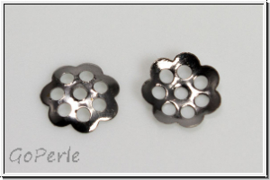 Perlenkappe "Miniflower", 1x6mm, silberfb., Messing, 20 Stk.