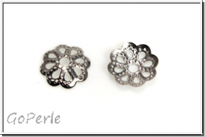Perlenkappe "Mini, gepunktet", 1x6mm, silberfb., Messing, 20 Stk.