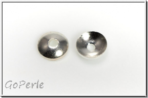 Perlenkappe "Mini, glatt", 1,3x4mm, silberfb., Messing, 20 Stk.