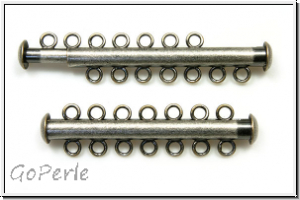 Schiebeschlie�e, 7 str�ngig, 41x11mm, antiksilberfb., Metall, 1 Stk.