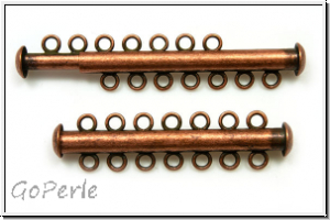 Schiebeschlie�e, 7 str�ngig, 41x11mm, antikkupferfb., Metall, 1 Stk.
