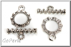 Toggle-Verschluss "Blumenseil", 21x16mm, antiksilberfb., Tibetsilber, 1 Stk.