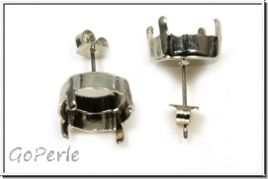 Ohrstecker-Fassung 01, GITA, f�r Rivoli 12mm, silberfb., Messing, 1 Paar