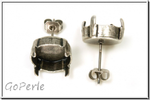 Ohrstecker-Fassung 01, GITA, f�r Rivoli 12mm, antiksilberfb., Messing, 1 Paar