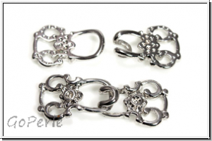 Haken/�se-Verschluss "Queeny", 32x13mm, antiksilberfb., Messing, 1 Stk.