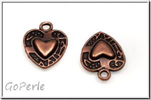 Anh�nger "Double Heart", 15x12mm, antikkupferfb., Messing, 1 Stk.