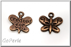 Anh�nger "Created for you", 14x13mm, antikkupferfb., Messing, 1 Stk.