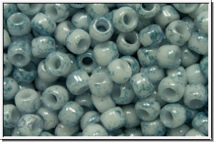 R-08-1205, TOHO Rocailles, 08/0, white, op., blue marbled, 10g