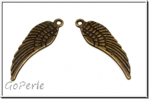 Anh�nger "Wings of Angels, medium", 30x10mm, antikmessingfb., Tibetsilber, 1 Stk.