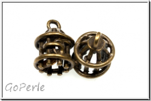 Anh�nger "Birdcage", 18x12mm, antikmessingfb., Tibetsilber, 1 Stk.