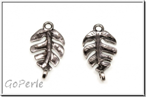 Verbinder "Philodendronblatt", 26x14mm, antiksilberfb., Tibetsilber, 1 Stk.