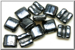 2-Loch-FixerBeads, horizontal, 8x8mm, hematite, met., 12 Stk.