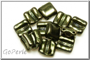 2-Loch-FixerBeads, horizontal, 8x8mm, green, met., 12 Stk.