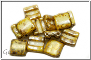 2-Loch-FixerBeads, horizontal, 8x8mm, white, op., rembrandt, 12 Stk.