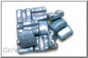 2-Loch-FixerBeads, horizontal, 8x8mm, white, op., blue/grey marbled, 12 Stk.